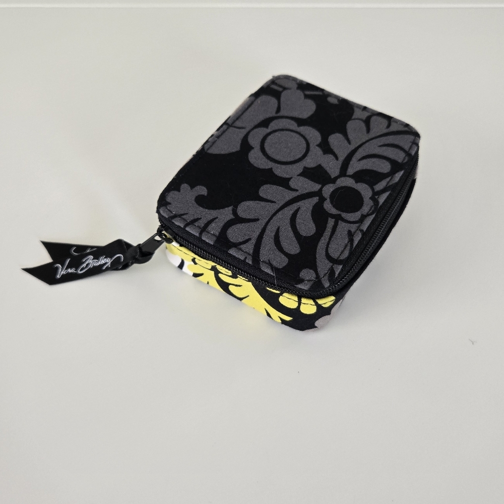 NWOT Vera Bradley Mini Travel Pill Case Floral Black and Yellow